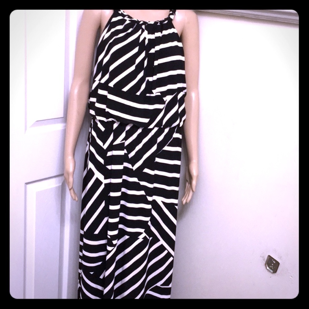 π₯NWT Lane Bryant Halter Neck Stripe Maxi Dress:1X - Picture 1 of 7